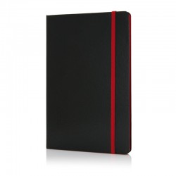 XD Тефтер Deluxe, А5, 80 листа, офсетова хартия, с червен ластик, черен - Хартия и документи
