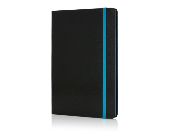 XD Тефтер Deluxe, А5, 80 листа, офсетова хартия, със син ластик, черен