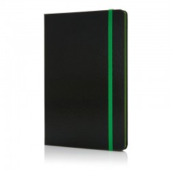 XD Тефтер Deluxe, А5, 80 листа, офсетова хартия, със зелен ластик, черен - Канцеларски материали