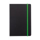 XD Тефтер Deluxe, А5, 80 листа, офсетова хартия, със зелен ластик, черен