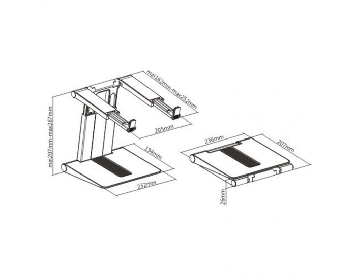Lumi Стойка за лаптоп PLW-01, 10'' - 15.6'', черна - сива Lumi Стойка за лаптоп PLW-01, 10'' - 15.6'', черна - сива