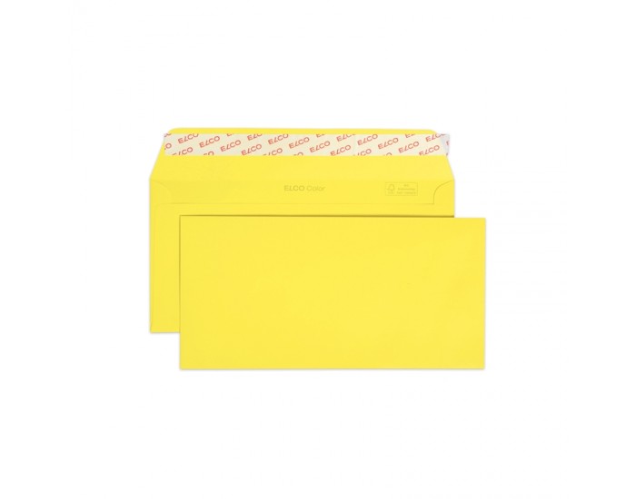 Elco Пощенски плик, C6/5, 114 х 229 mm, 100 g, прав капак със самозалепваща лента, жълт, 25 броя