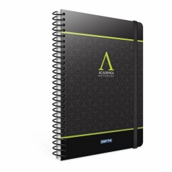 Gipta Academia Тетрадка А4, бяла, широки редове, микроперфорация, твърда корица, със спирала, 120 листа - Хартия и документи