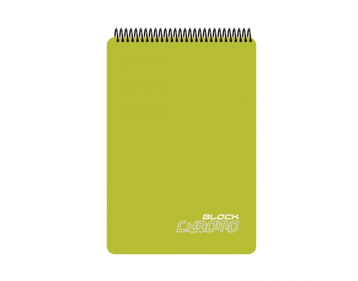 Gipta Chromo Block Пад А4, офсет бял, широк ред, микроперфорация, PP корица, със спирала, 80 листа Gipta Chromo Block Пад А4, офсет бял, широк ред, микроперфорация, PP корица, със спирала, 80 листа