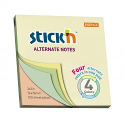 Stick'n Самозалепващи листчета Alternate, 76 x 76 mm, пастелни, 100 листа - Канцеларски материали