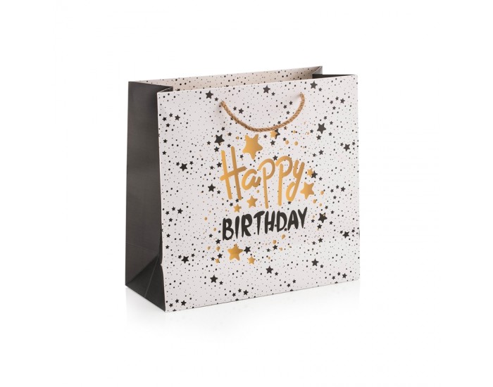 Gipta Подаръчна торбичка Wish Happy Birthday, с конопени дръжки, 330 х 135 х 320 mm