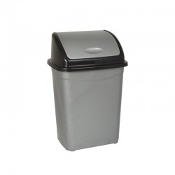 Planet Кош за отпадъци, с люлеещ капак, пластмасов, 16 L, сив - Кухненски аксесоари