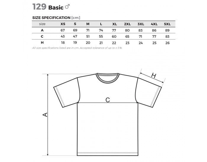 Malfini Мъжка тениска Basic 129, размер L, светлосиня