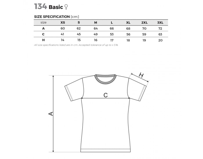 Malfini Дамска тениска Basic 134, размер L, нави синя