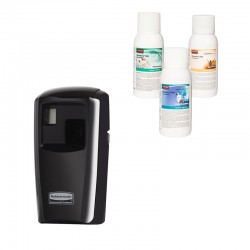 Rubbermaid Диспенсър Microburst 3000, с LCD дисплей, черен, в комплект с 3 пълнителя Microburst 3000 - Продукти за баня и WC