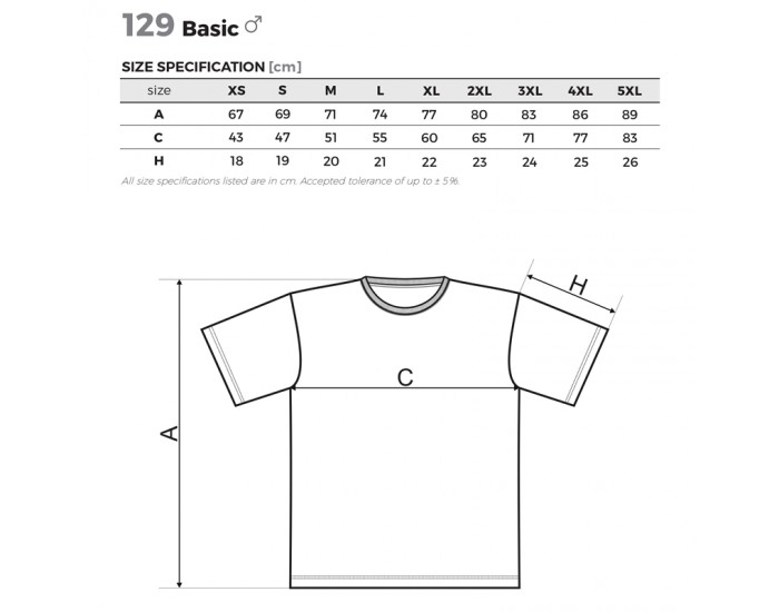 Malfini Мъжка тениска Basic 129, размер L, бяла