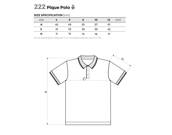Malfini Детска тениска Pique Polo 222, размер 122 cm, възраст 6 години, бяла