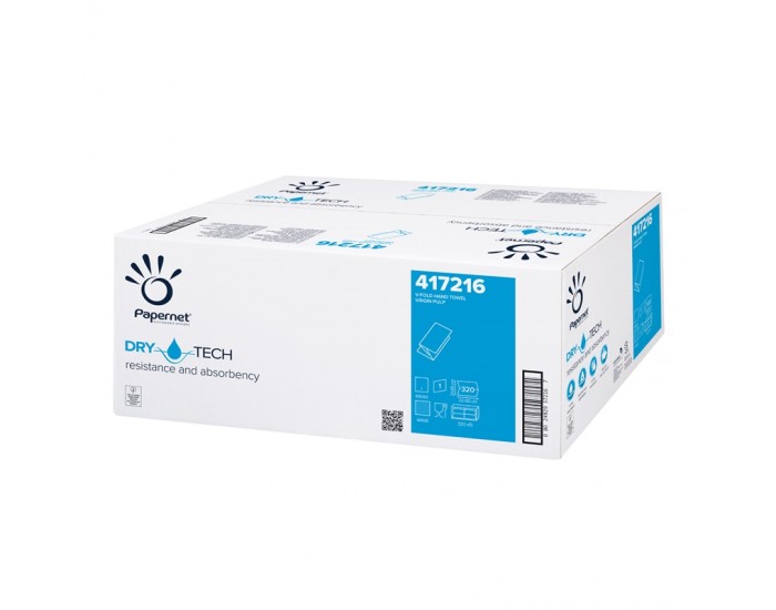 Papernet Кърпи за ръце Drytech, 22 х 21 cm, еднопластови, целулозни, 320 къса, 15 броя