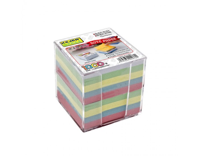 KEJEA Хартиено кубче, 75 x 75 mm, цветно, 1000 листа, с пластмасова поставка
