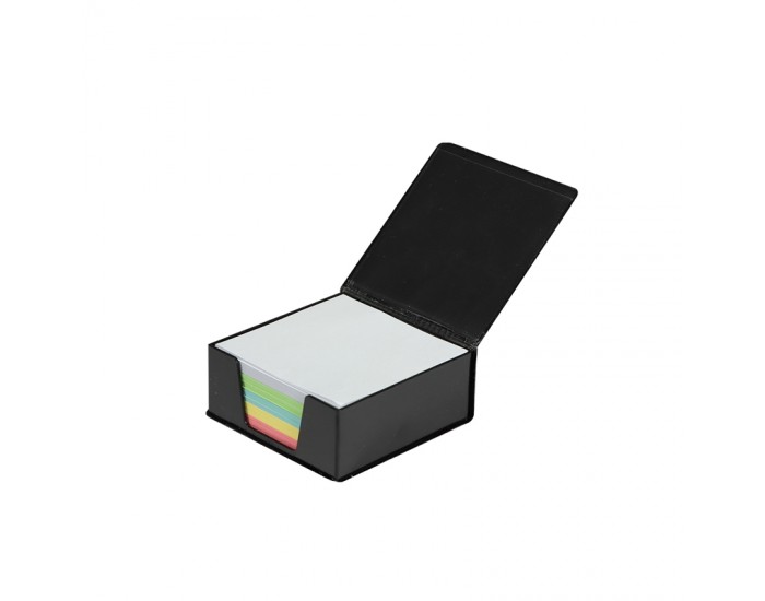 KEJEA Хартиено кубче, 75 x 75 mm, цветно, 300 листа, с кожена поставка и капак