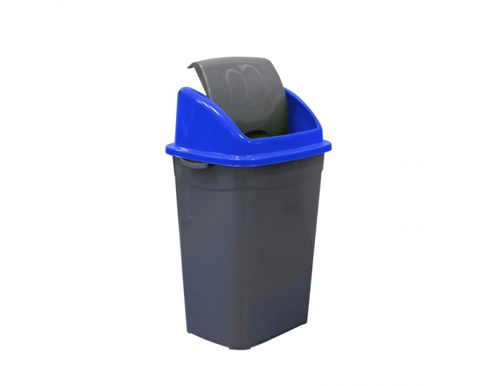 Planet Кош за отпадъци, люлеещ, пластмасов, със син капак, 50 L