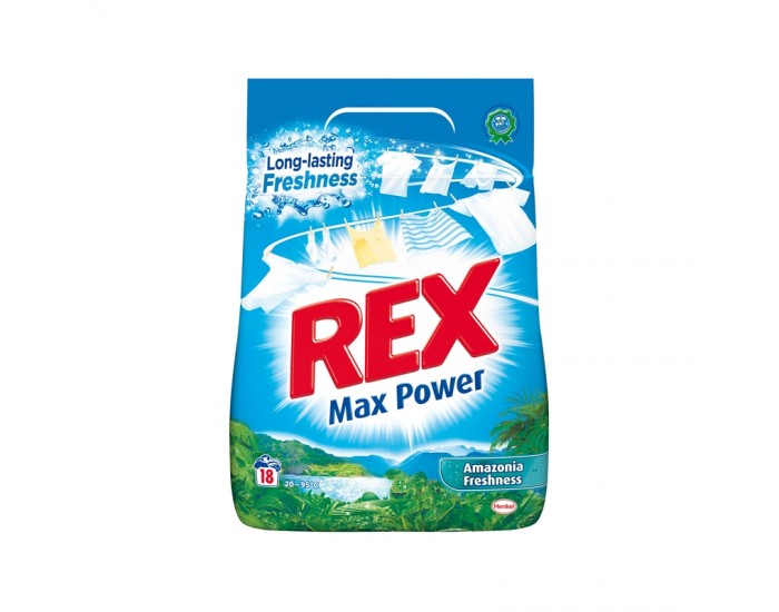 Rex Перилен препарат Amazonia Freshnes, прах, за бяло пране, 1.17 kg