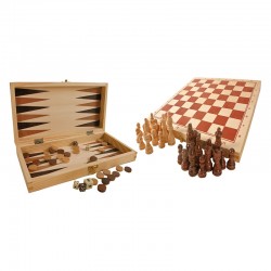 Small Foot Шах, табла и игри със зарове, 3 в 1, в дървена кутия - Изкуство и забавление