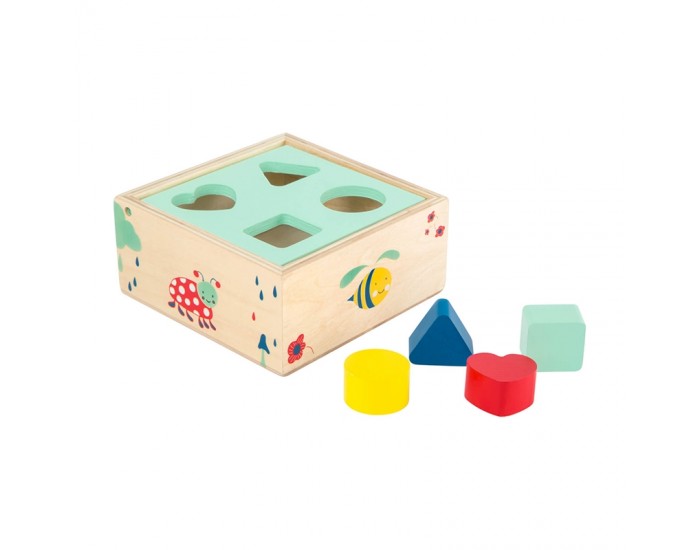 Small Foot Куб, с дървени форми и сортер, дървен, 4 части