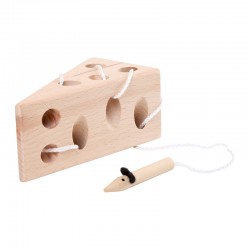 Small Foot Игра за нанизване Сирене с мишка, дървена - Канцеларски материали