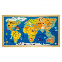 Small Foot Пъзел Карта на света, дървен, 24 части, 40 х 22 х 1 cm - Детска стая