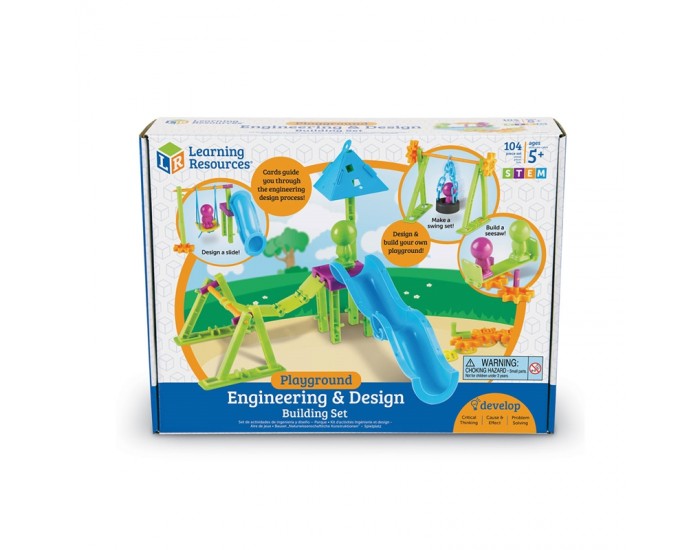 Learning Resources Конструктор Stem - Създай своя детска площадка, пластмасов, 104 части