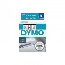 Dymo Лента 40910, 9 x 7 m, черни букви/прозрачен фон - Dymo