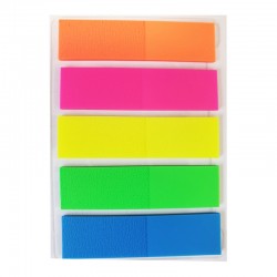 Stick'n Самозалепващи индекси, 45 x 12 mm, неонови, 5 цвята, 100 листа - Stick`n
