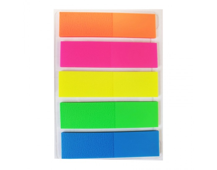 Stick'n Самозалепващи индекси, 45 x 12 mm, неонови, 5 цвята, 100 листа