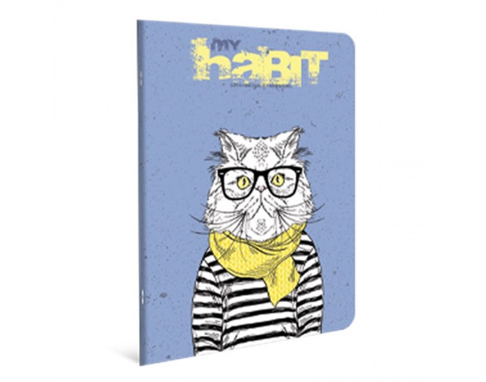 Gipta Habit Тетрадка А4, бяла, широки редове, картонена корица, 60 листа