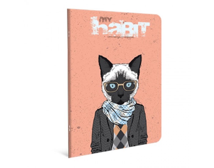 Gipta Habit Тетрадка А4, бяла, малки квадратчета, картонена корица, 60 листа