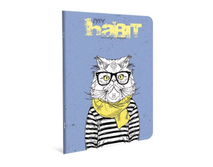 Gipta Habit Тетрадка А4, бяла, малки квадратчета, картонена корица, 60 листа