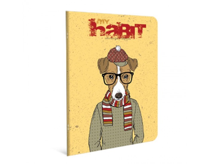 Gipta Habit Тетрадка А4, бяла, широки редове, картонена корица, 80 листа