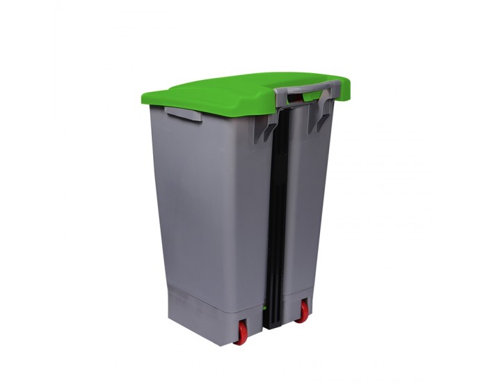 Planet Кош за отпадъци, за разделно събиране, с педал, пластмасов, 70 L, зелен