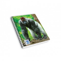 Skag Тетрадка Wild Animals AR, спирала, 2 теми, 17 х 25 cm, 60 листа, горила - Хартия и документи