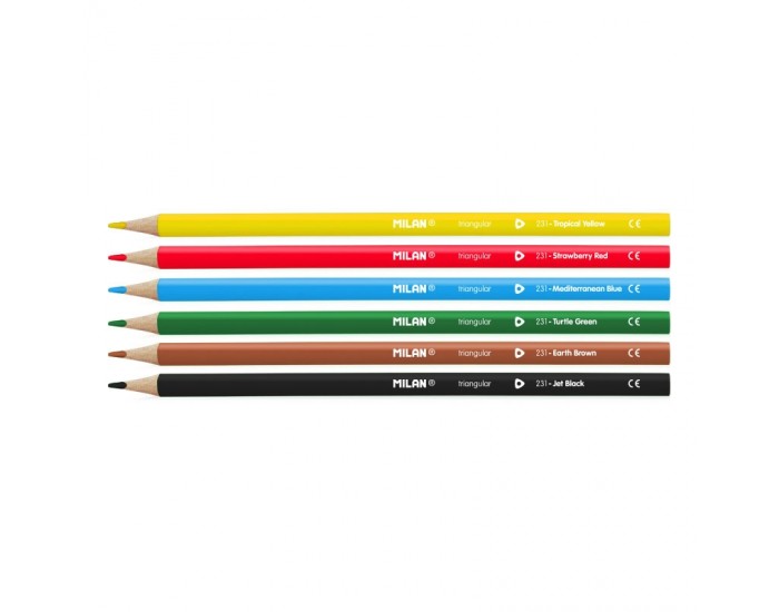 Milan Цветни моливи Triangular, 6 цвята
