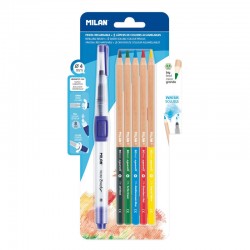 Milan Цветни акварелни моливи, 3.5 mm, 5 цвята, с включена четка - Milan