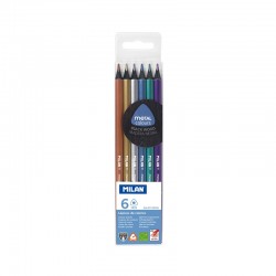 Milan Цветни моливи Triangular Metal, 6 цвята, опаковка 24 - Канцеларски материали