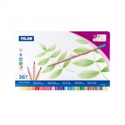 Milan Цветни моливи Big Lead, в метална кутия, 36 цвята, опаковка 4 - Milan