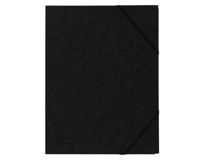 Exacompta Папка, картонена, с ластик, черна