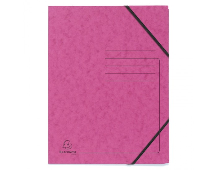 Exacompta Папка, картонена, с ластик, розова