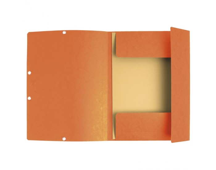 Exacompta Папка, картонена, с ластик, с 3 капака, оранжева