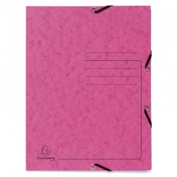 Exacompta Папка, картонена, с ластик, с 3 капака, розова - Exacompta