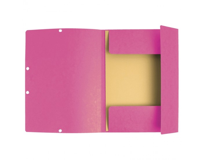 Exacompta Папка, картонена, с ластик, с 3 капака, розова