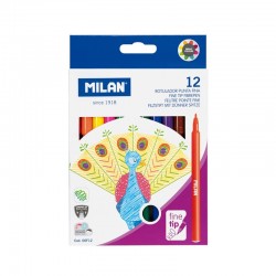 Milan Флумастери, с тънък връх, 12 цвята - Milan