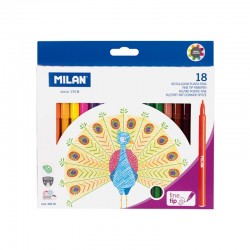 Milan Флумастери, с тънък връх, 18 цвята - Milan