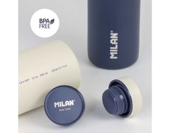 Milan Бутилка за вода 1918, изотермична, бяла, 354 ml