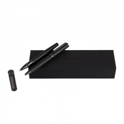 Hugo Boss Комплект химикалка и ролер Formation Herringbone, черни - Пишещи средства