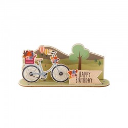 Gespaensterwald 3D картичка, Happy Birthday bicycle, дървена - Gespaensterwald