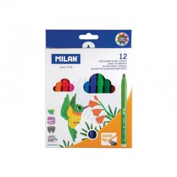Milan Флумастери, 12 цвята в опаковка - Пишещи средства